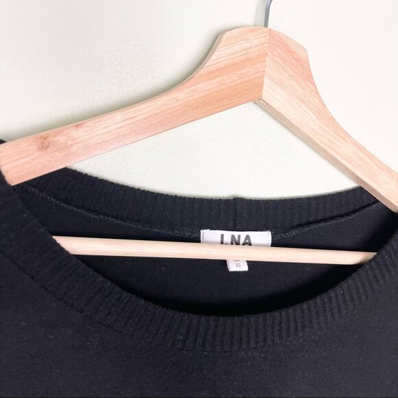 LNA Brushed Ezra Sweater Pullover, Open sides, woman's size XS Black - Picture 7 of 11